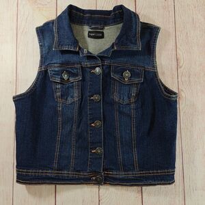 New Look dark blue denim crop vest